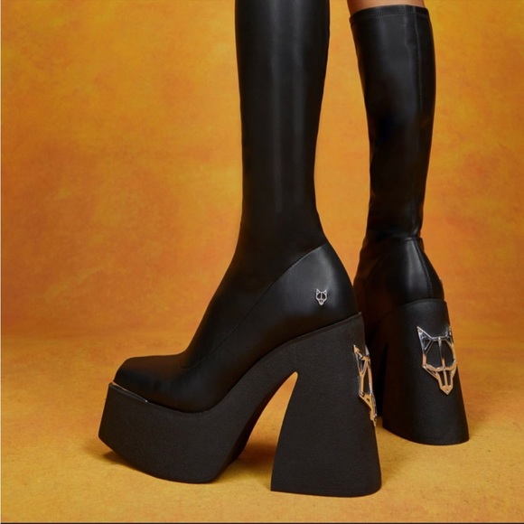Naked Wolfe Shoes - naked wolfe impact pu mid calf black stretch boots nwt
